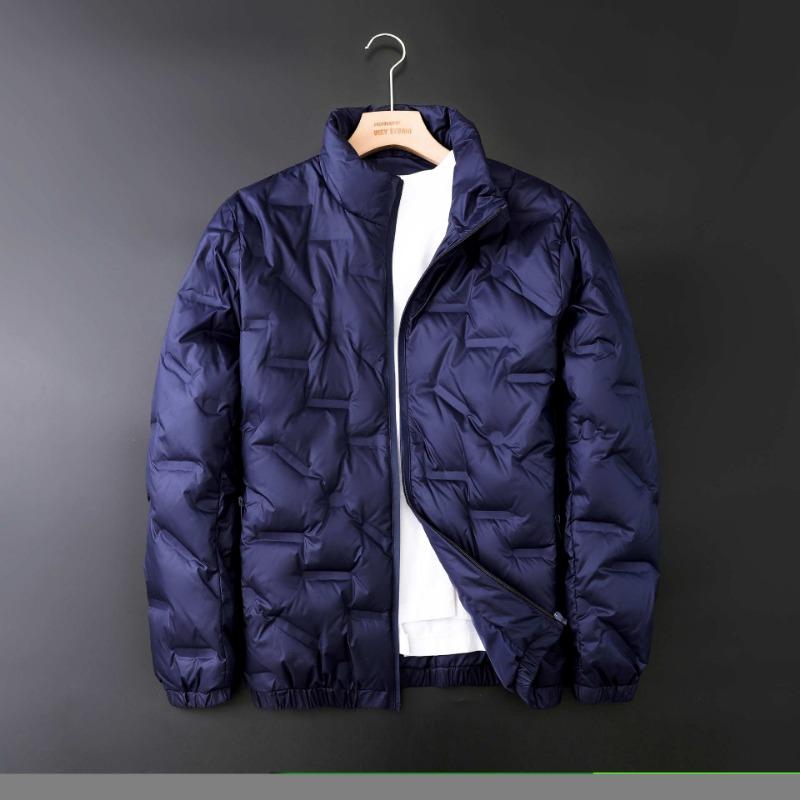 Мужской пуховик из белого утиного пуха 90%, клеевой, мужской зимний пуховик со стойкой, большого размера