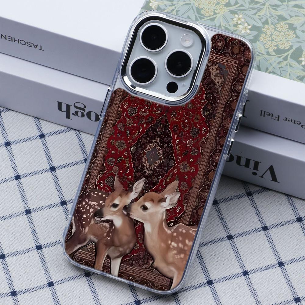 Чехол для телефона "Два оленя" для iPhone 17 17E 16E 15 Pro Max 12 14 11 16 13 Прозрачный Ультратонкий Защитный Чехол Coque