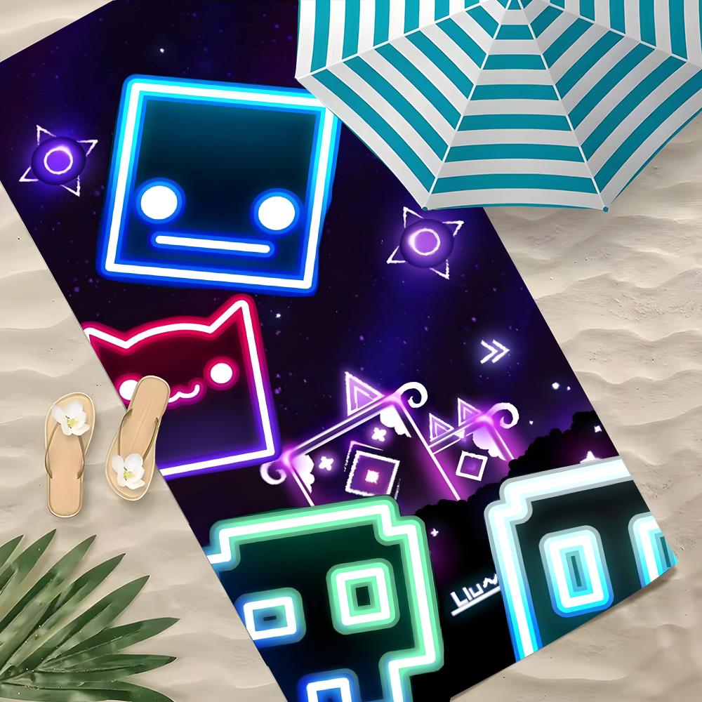 G-Geometry Dash Robtop Games Полотенце Полиэстер Пляжное Полотенце Быстросохнущее Без Песка Банное Полотенце Для Лета Бассейна Путешествий Отпуска