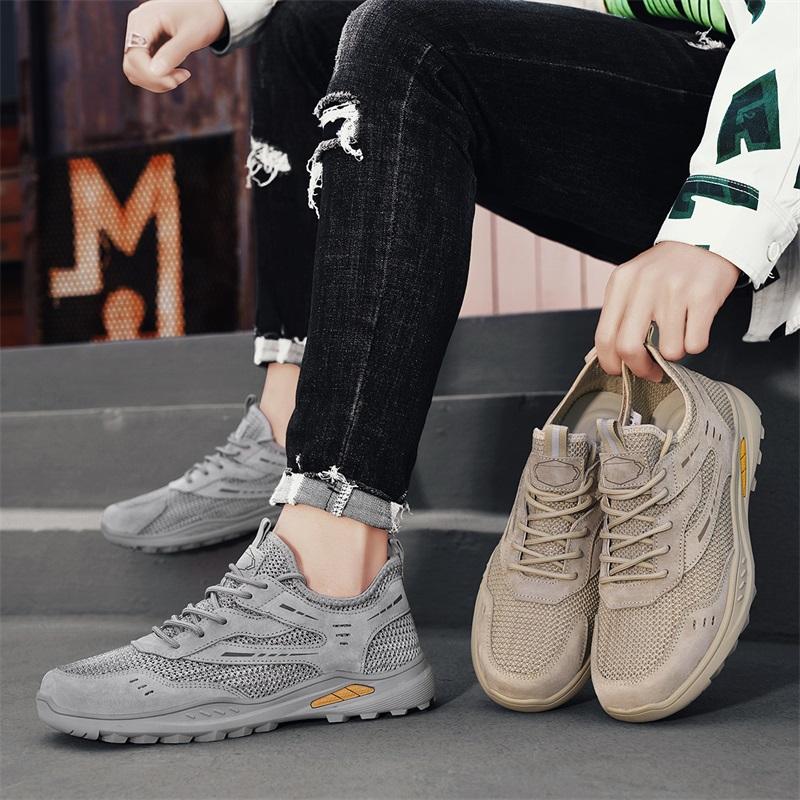 Модная легкая обувь для ходьбы Классические повседневные кроссовки для мужчин Сетчатая дышащая обувь на эластичной шнуровке Мужская обувь для тренировок, спорта, бега