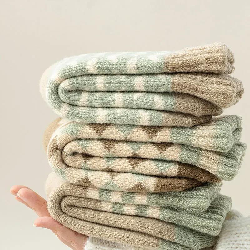 1 пара теплых флисовых повседневных утолщенных осенне-зимних толстых носков до середины икры, длинные носки для пола, носки для сна