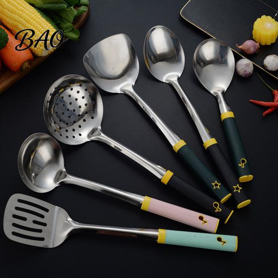 Multipurpose Cooking Spoons Stainless Steel Kitchen Utensil, Spatula Ladle Slotted Turner Rice Spoon, Ergonomic Handle Utensil Heat-Resistant