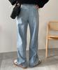 WEGO Деним Деним Длинный Тип размера B Светлый деним Женские брюки, Брюки прямого кроя, Джинсы, Низ, Брюки, Простой, Повседневный, Стильный, Подарок, Классический,