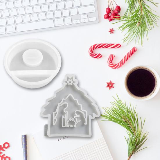 Silicone Nativity Mold for Creative DIY Candle Crafts 3D Plaster Cold Christmas Table