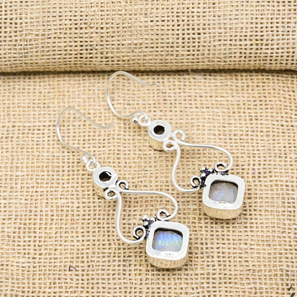 Лунный камень, молочный опал серьги, 925 цельное серебро ювелирные изделия, драгоценные камни серьги, подарок для нее ручной работы изящные ювелирные изделия