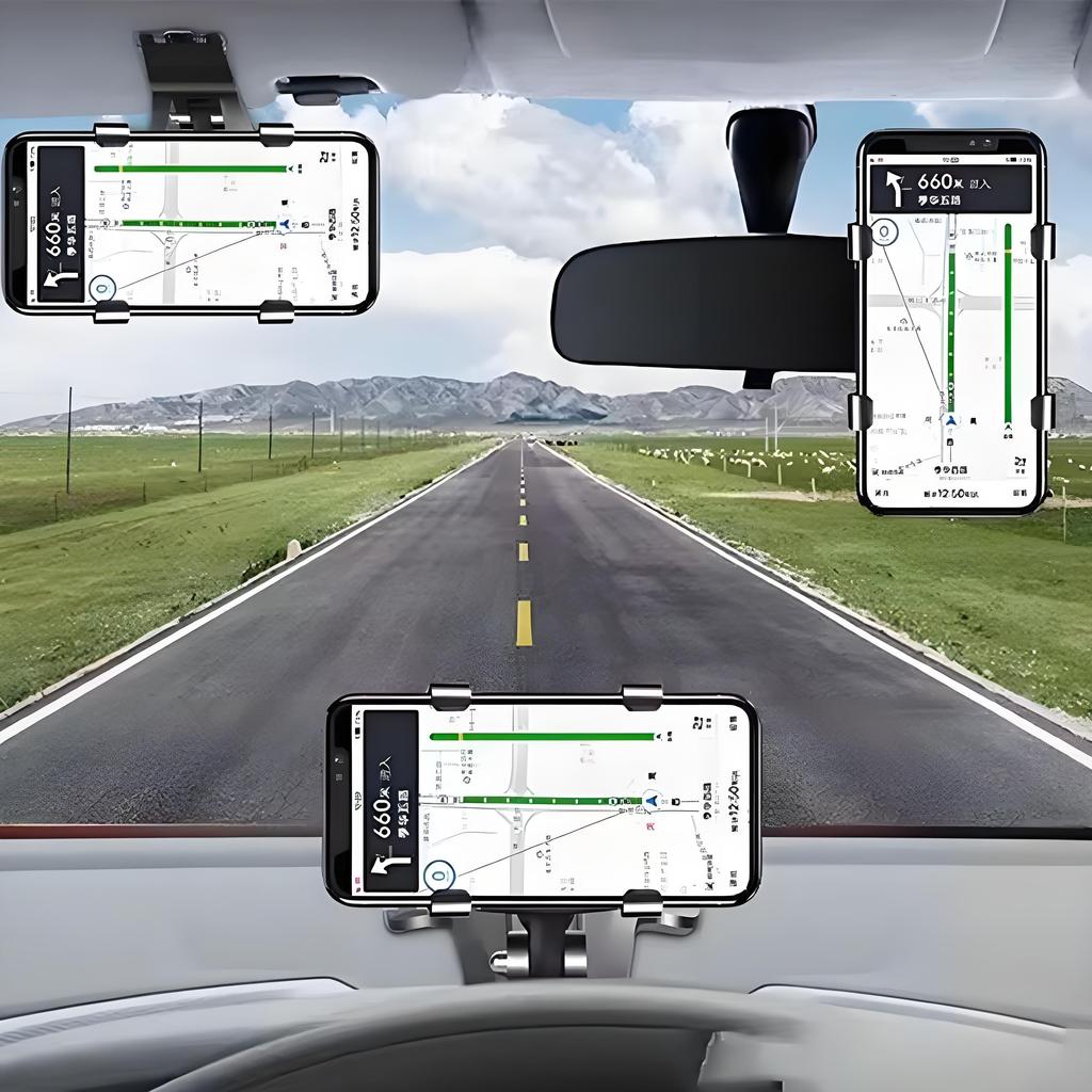 Car Dashboard Phone Holder Mobile Phone Stand Rotatable Car Clips Smartphone Bracket Sun Visor Mirror Mount Support