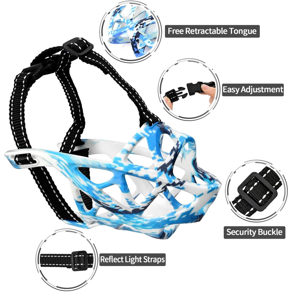 Adjustable Dog Muzzle Mask Breathable Mouth Basket Silicone Muzzles Anti Bite Barking Mesh Halter Pet Safe Training Accessories