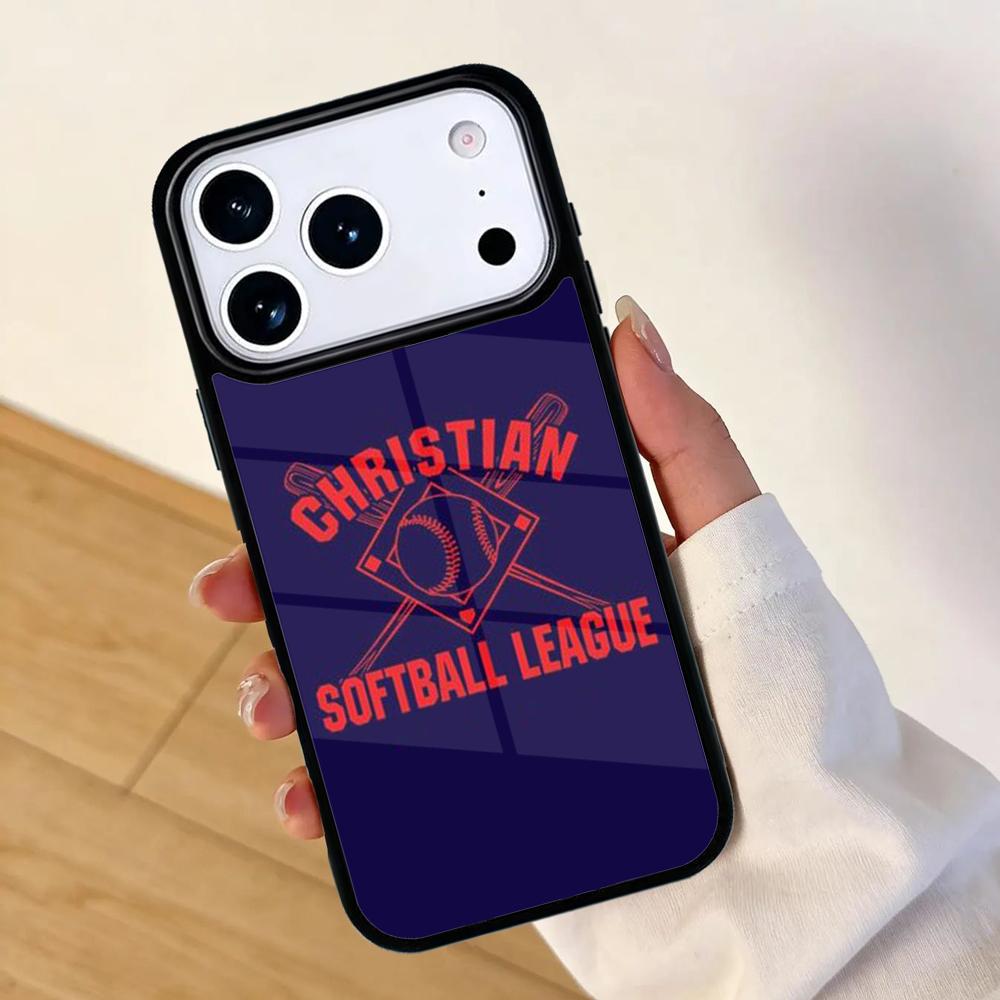 Softball baseball Christian Quote Phone Case For Apple iPhone 17 air 16 Pro Max 15 Pro Max 14 13 12 11 Mini Back Cover