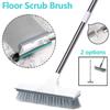 Floor Scrub Brush 2 In 1 Cleaning Brush with Adjustable Long Handle Multifunctional Push Broom Clean Tool for Bathroom Kitchen