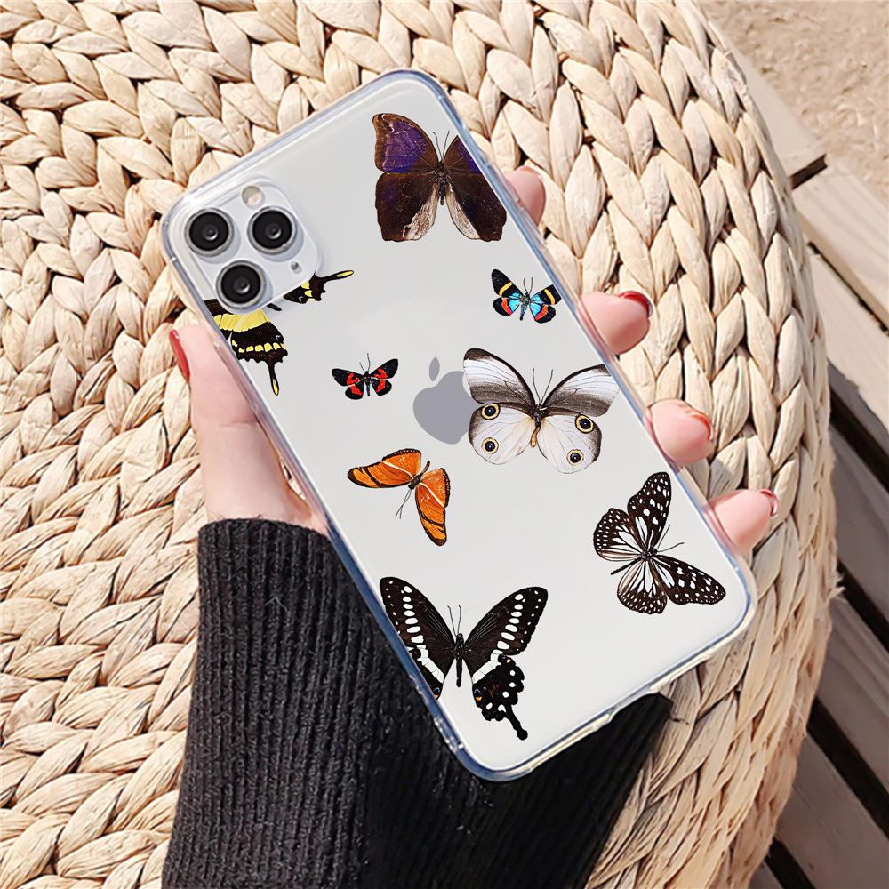 Прозрачный чехол TPU с синей бабочкой для Apple iPhone 14 Pro Max