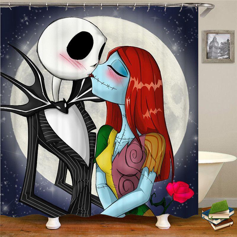 Soft And Comfortable The Nightmare Before Christmas Shower Curtain And Mat Set