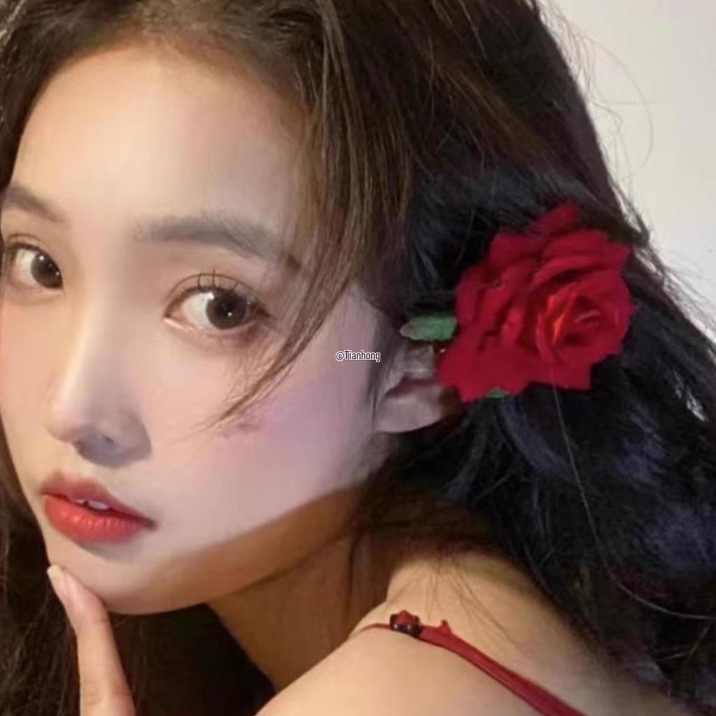 Винтажная красная роза заколка для волос сбоку для танцевальных выступлений