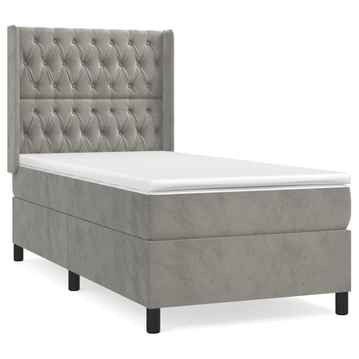 Maison Exclusive - Sommier à lattes de lit et matelas Gris clair 90x190 cm Velours