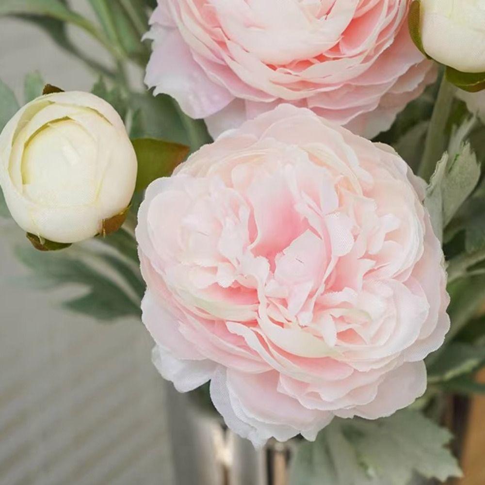 3 Heads Silk Peony Bouquet Single Branch Simulation Flower New Elegant Artificial Flowers