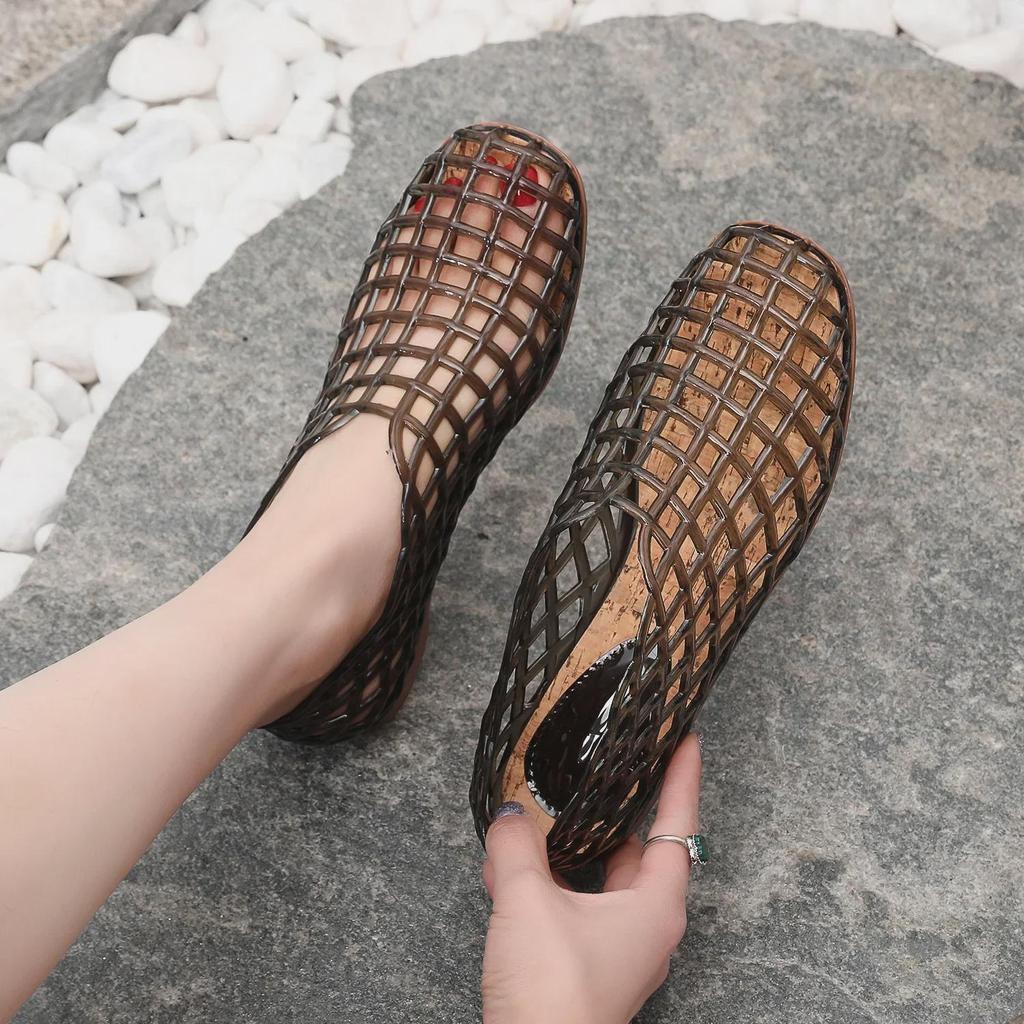 Женские дышащие сандалии-желе с закрытым носком - Повседневные летние уличные балетки