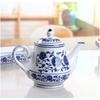 123Arts Blue and White Ceramic Small Tea Pot Retro Flower Teapot Water Pot Coffee Pot with Lid 500ml 16.5oz