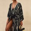 EDOLYNSA Богемный галстук-краситель в полоску, накидки на бикини, длинная туника, сексуальное платье-кимоно, женское платье больших размеров, пляжная одежда, купальный костюм, накидка Q1314