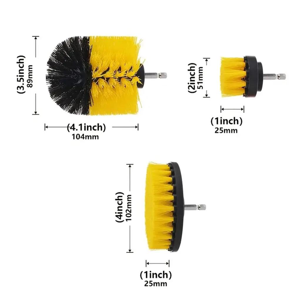 3pcs Drill Brush Set Power Scrubber Wash Cleaning Brushes Tool Kit Clean All Purpose Drill Brush For Grout Floor Tub Shower