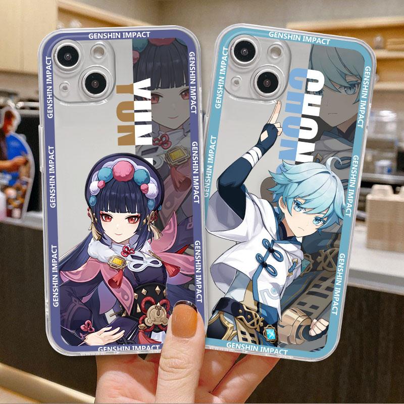 Прозрачный чехол Genshin Impact для Apple iPhone 11 14 13 12 Pro 7 8 Plus XR X XS Max 6 6S 14Pro, силиконовый чехол для телефона