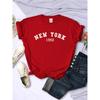 Летний топ с круглым вырезом и принтом "NEW YORK 199X", модная повседневная женская футболка с короткими рукавами из чистого хлопка