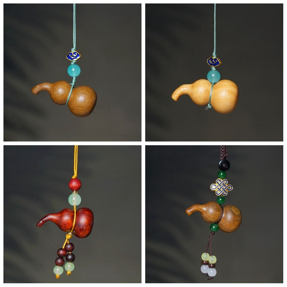 Chinese Style Sandalwood Gourd Keychain Pendant Gourd Car Keychain Wooden Pendant Phone Chain Men