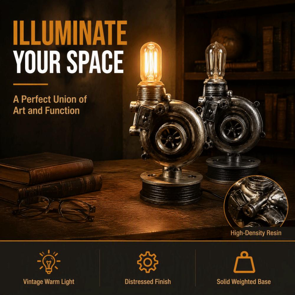 Resin Turbine Lamp Engine Model Vintage Desk Lamp Industrial Table Lamp Desktop Ornament