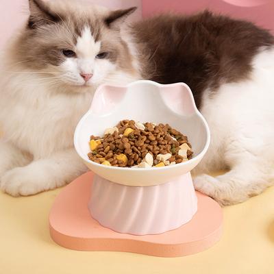Керамическая миска для кошачьего корма, защищающая шейный отдел позвоночника, с наклонным ртом, высокая миска для кошачьего корма.