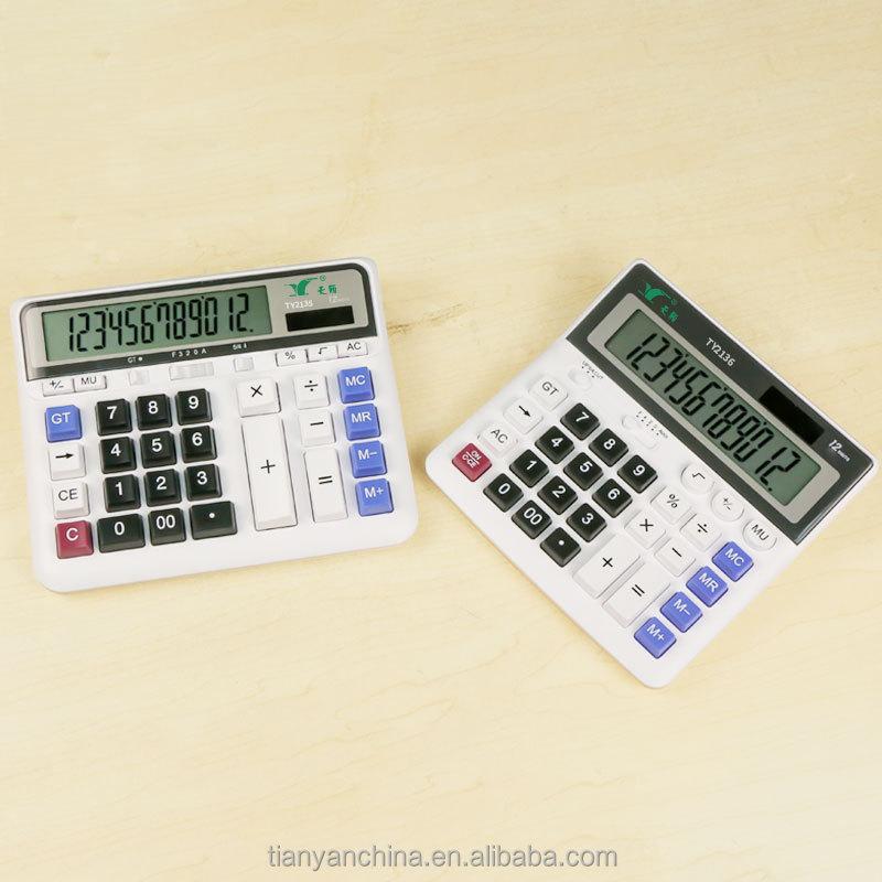 Dual Power Supply Calculator 12 Digits Desktop Calculator 2135 Computer Key Large Desk Calculator