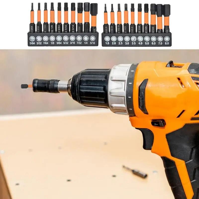 Набор отверточных бит с шестигранной головкой 50/100 мм, метрический, дюймовый, магнитный, S2, 1/4" шестигранный, Аллен, сверла, трещоточная рукоятка, ручные инструменты