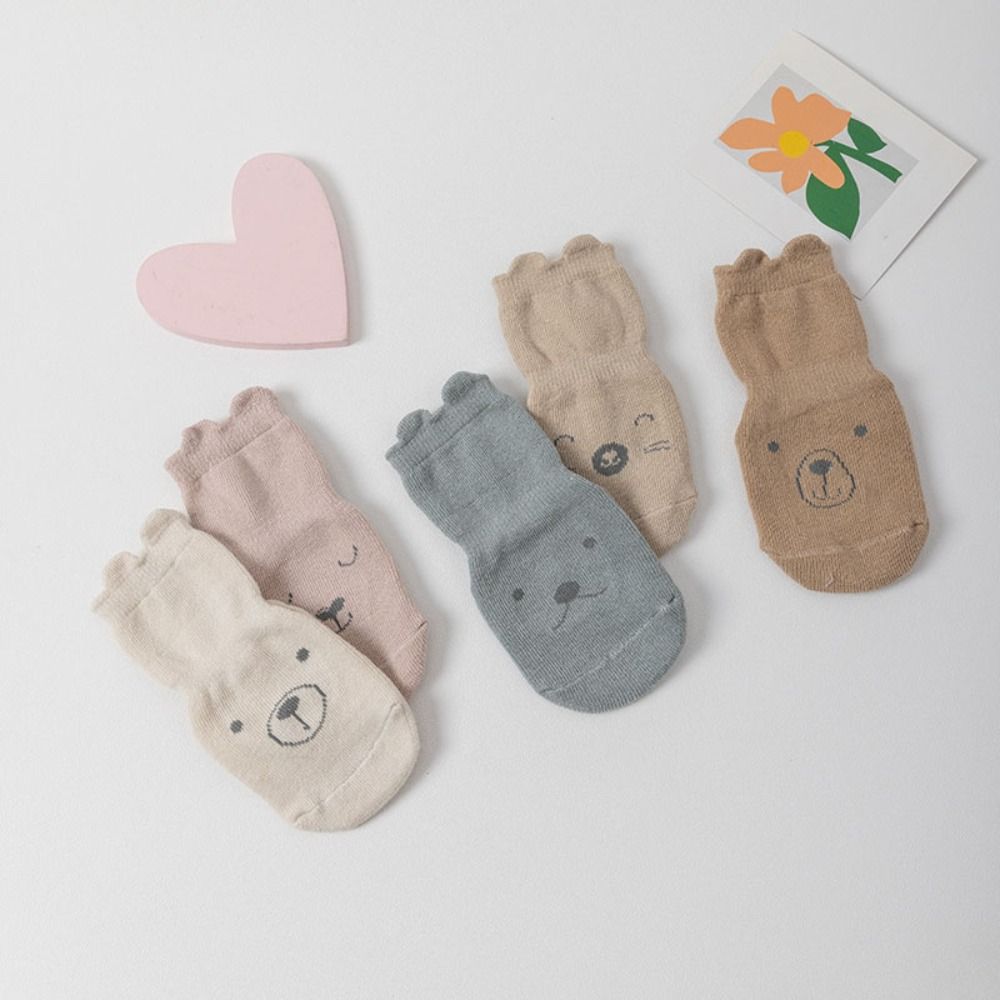 5Pairs Non-slip Toddle Step Socks Breathable Short Tube Socks Soft Baby Cotton Socks Newborn
