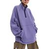Городская функциональная мода Поларфлис Спортивный пуловер со стойкой воротником Наполовину на молнии Наполовину открытый свитшот Унисекс стиль Дымчато-фиолетовый