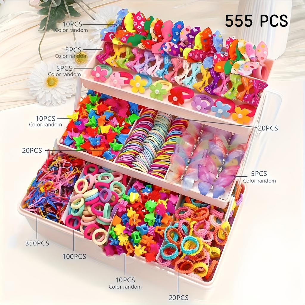 Princess Hair Accessories Set for Kids – Clips, Scrunchies & Claw Clips with Elastic Ties, Gift Box for Daily Wear