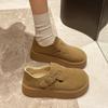 Мода 2024 года, осень, женская обувь на плоской платформе, повседневные лоферы в стиле ретро, женские, новые универсальные замшевые туфли на толстом меху, мокасины Zapatos De Mujer