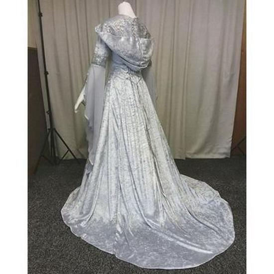 Women's Medieval Cosplay Wedding Dress with Hooded Design - 4 Colors Available