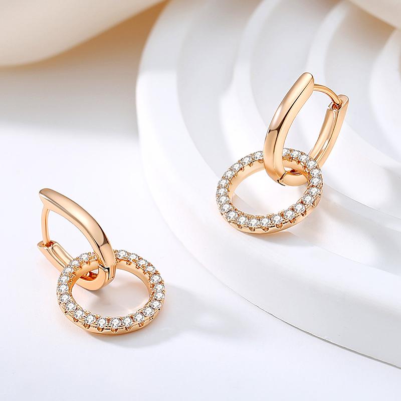 Женские висячие серьги Kinel с цирконием, розовое золото, свадебные украшения для невесты