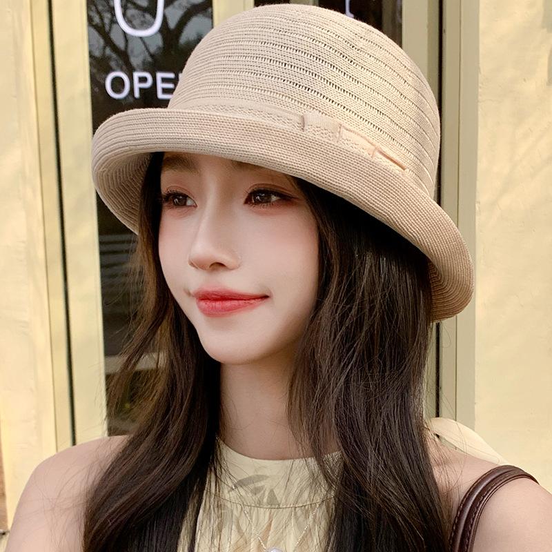 Летняя шляпа женская солнцезащитная шляпа-ведро темпераментная вязаная универсальная шляпа от солнца