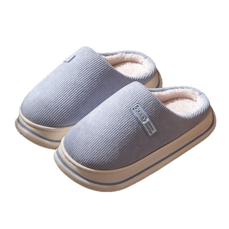 2025 Новые осенне-зимние эластичные хлопковые тапочки на толстой подошве - Теплые, нескользящие и удобные для мужчин и женщин