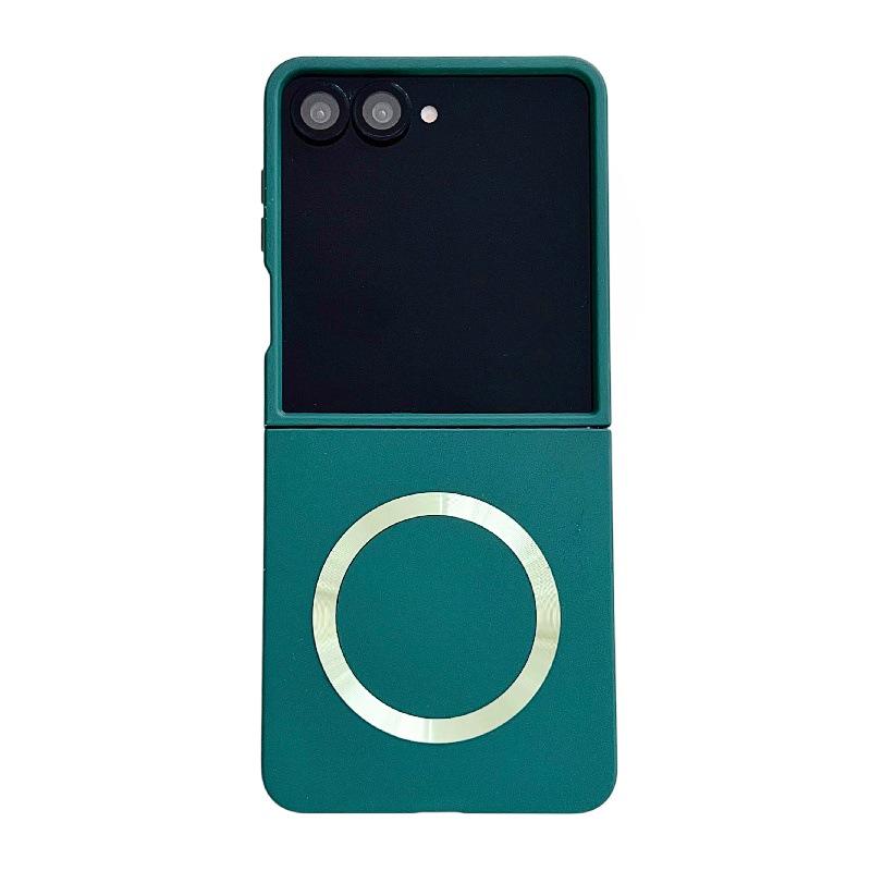 Samsung Z Flip7 Case: Iridescent Solid Color, Magnetic Ring, Drop-Proof, Folding Screen, PC Hard Shell.