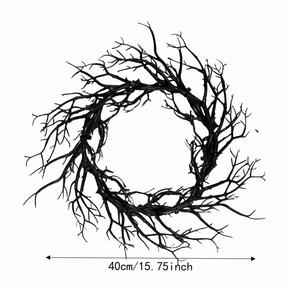 Artificial Twisted Twigs Halloween Black Branch Garland Wall-Mounted Halloween Spooky Wreath Bar
