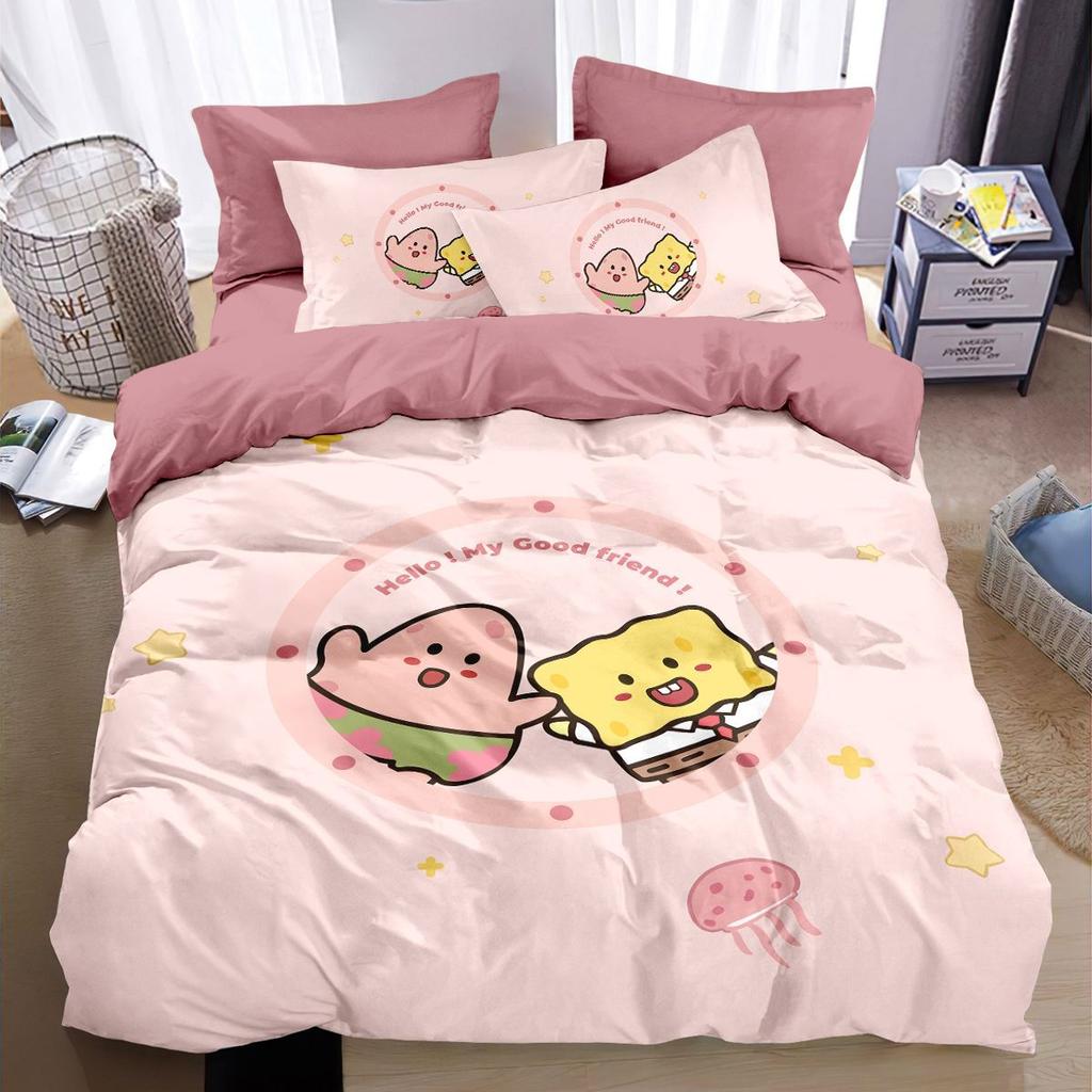 3D SpongeBob SquarePants Polyester Duvet Cover Set for Children, King Size Bedding, Comforter Sets, 100% Polyester