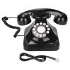 Retro Telephone Classic Button Dial Decorated Corded Landline Phone for Home Office Business Black
