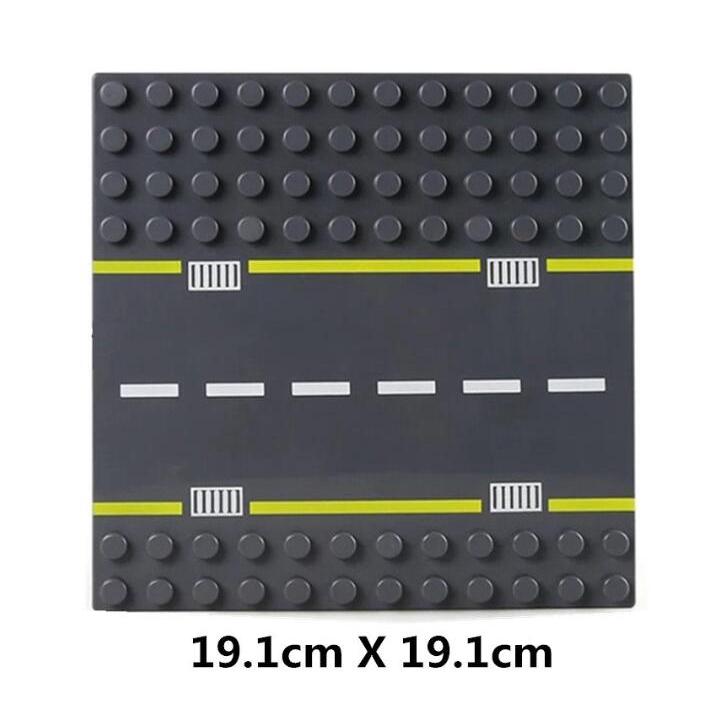 Большие частицы, городская дорога, улица, базовая пластина, прямая кривая, строительные блоки, совместимые с Duplo кирпичи, базовая пластина, детские игрушки