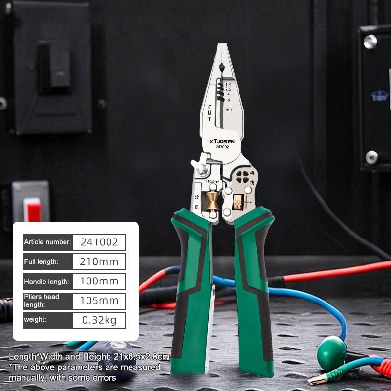 Инструмент для зачистки проводов 10 в 1 с функцией измерения электричества, плоскогубцы для зачистки проводов для резки и вытягивания проводов, ножницы