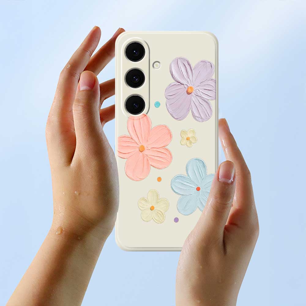 For Samsung Galaxy S25 FE Case Four Color Flowers Pattern Printing Straight Edge TPU Phone Back Cover
