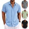 Men Lapel Short Sleeve Shirt Tops Solid Color Buttons Placket Loose Fit Casual Thin Tops Male Clothing