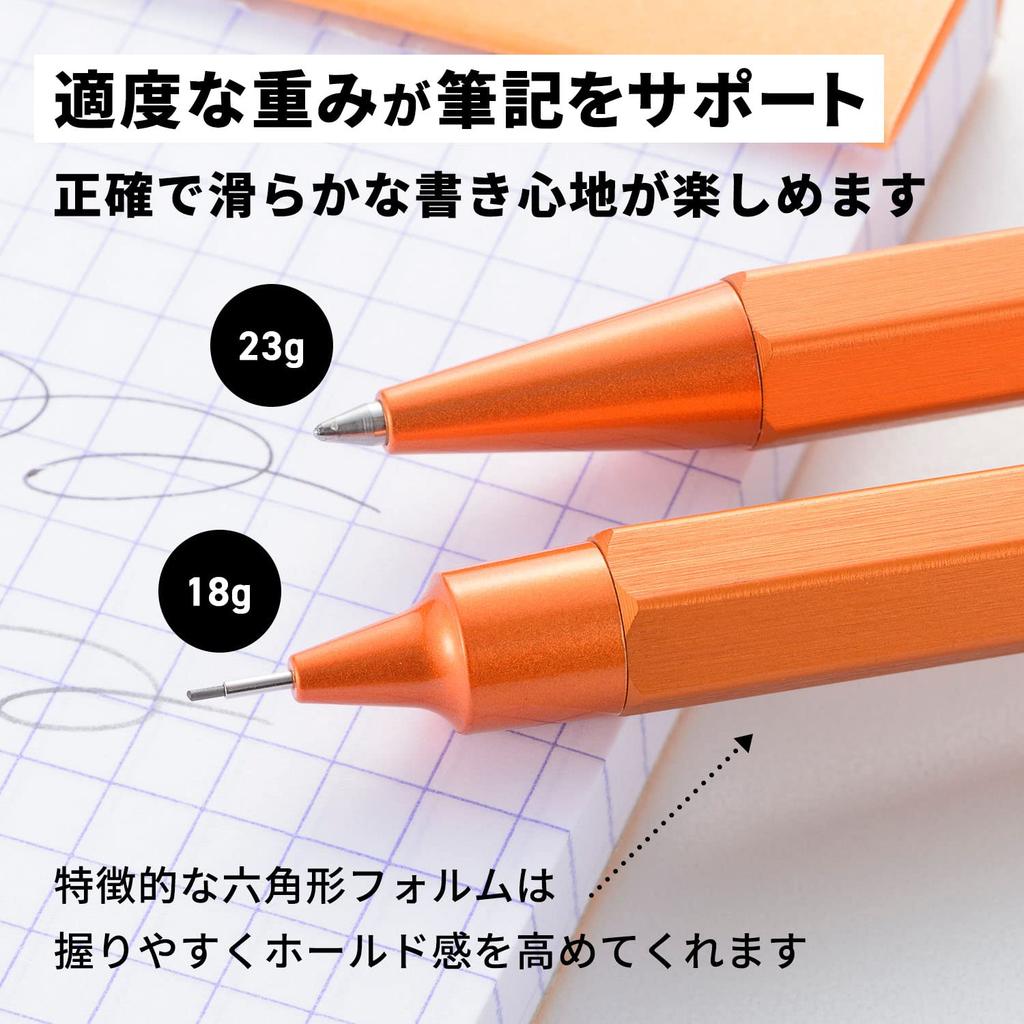 Rhodia Script Mechanical Hexagonal Aluminum Hairline RHODIA SCRIPT Cf9298 Pencil, 0.5mm, Barrel, Body, Finish, Orange,