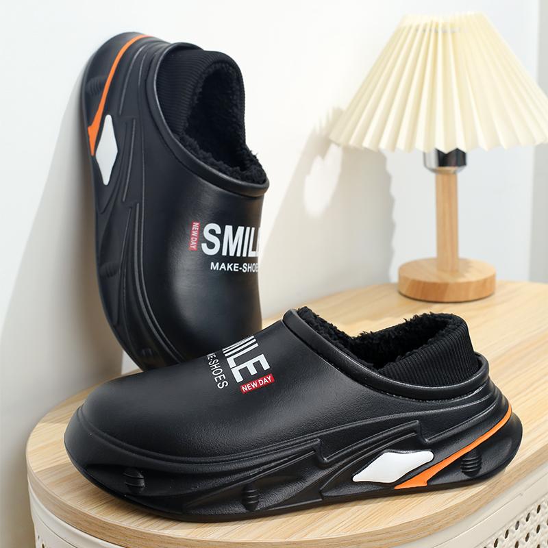 Зимние мужские и женские теплые тапочки, хлопковые тапочки, домашние и уличные водонепроницаемые теплые туфли, мужские парные домашние спальные плюшевые теплые тапочки