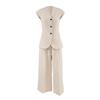 2025 French Style 2-Piece Set Sleeveless Vest Wide Leg Pants Office Wear Women