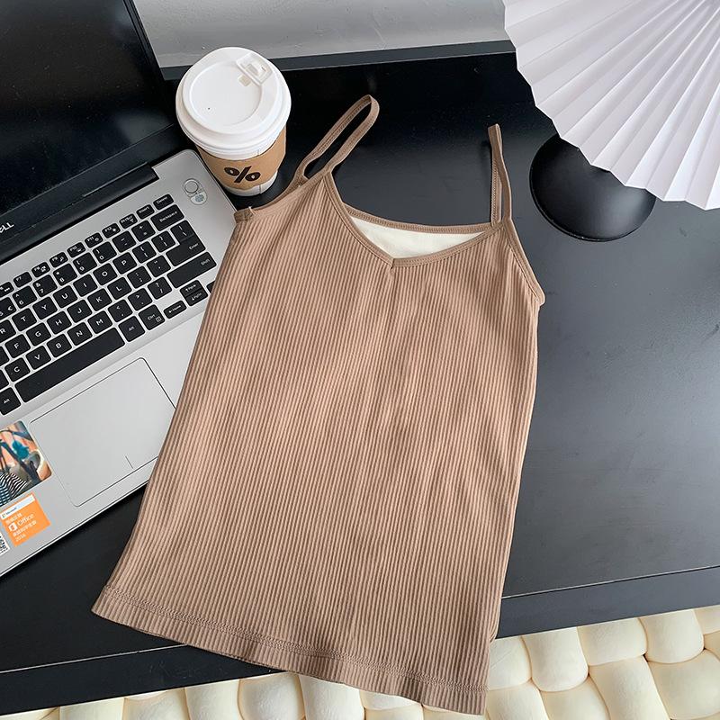 Осенне-зимний теплый хлопковый жилет, базовое пальто, плюс утолщение из бархата, студенческая корейская версия, небольшие подтяжки, чтобы носить снаружи, чтобы показать тонкий