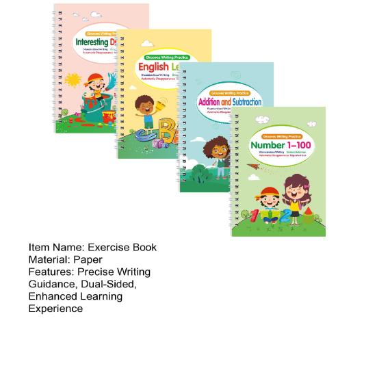 4 шт. Тетрадь для упражнений по письму, Практическая тетрадь, Набор рабочих тетрадей для отработки почерка с буквами, цифрами, английский язык, Прописи с углублениями, Рабочая тетрадь для учебной деятельности